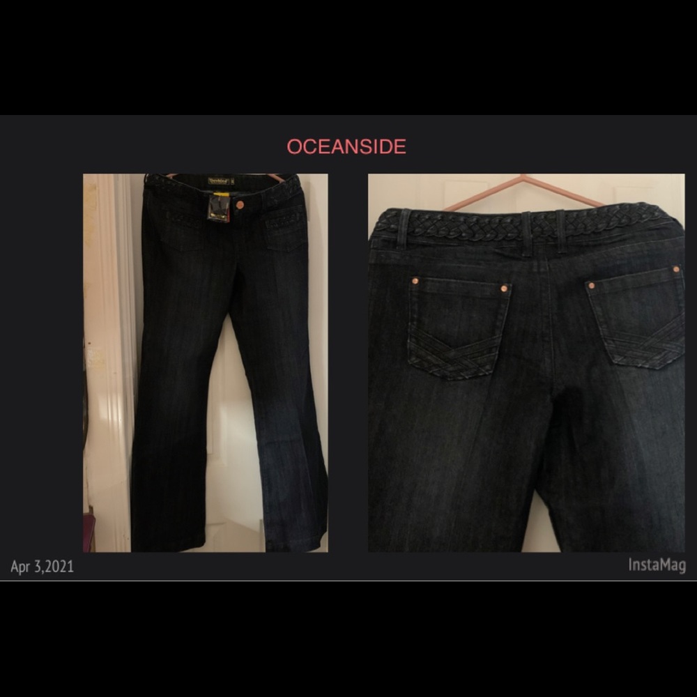 New Braided waistline pocket dark wash denim jeans - Picture 3 of 5